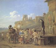 Karel Dujardin A Party of Charlatans in an Italian Landscape (mk05) oil painting on canvas